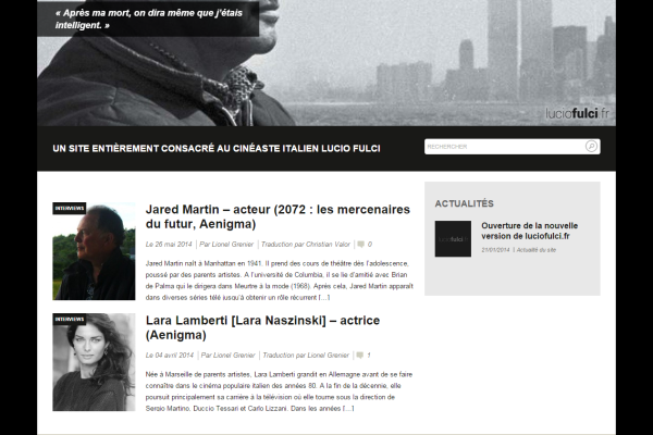 Site Wordpress Lucio Fulci Site Wordpress Lucio Fulci - Page d'Accueil
